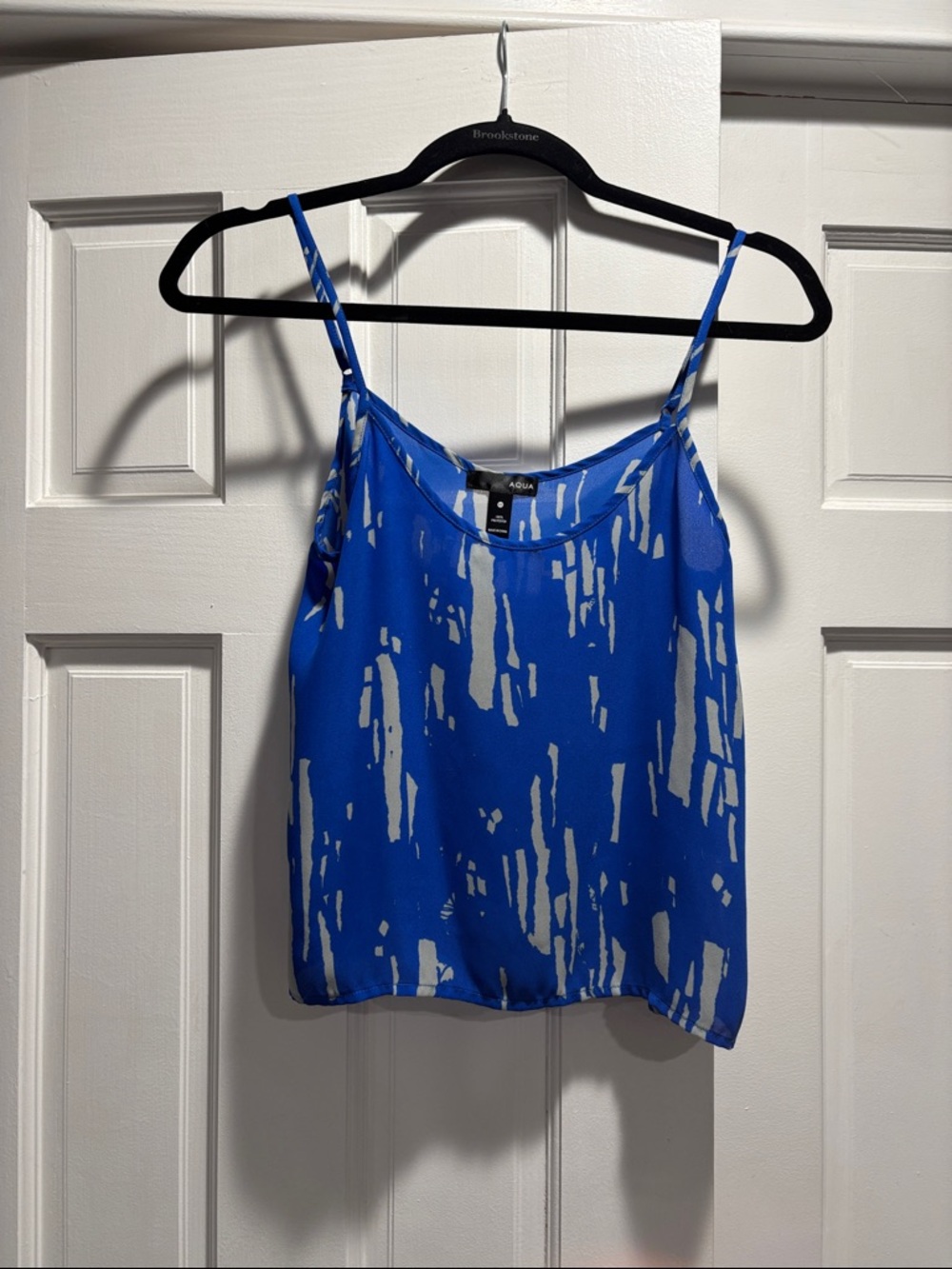 Aqua Royal Blue & White Abstract Spaghetti Strap Camisole